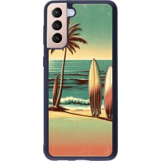 Samsung Galaxy S21+ 5G Case Hülle - Silikon schwarz Surf Paradise
