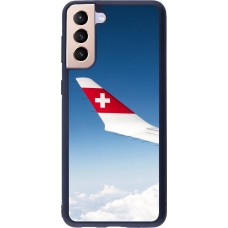 Samsung Galaxy S21+ 5G Case Hülle - Silikon schwarz  Schweizer Nationalfeiertag Sky Swiss Flag