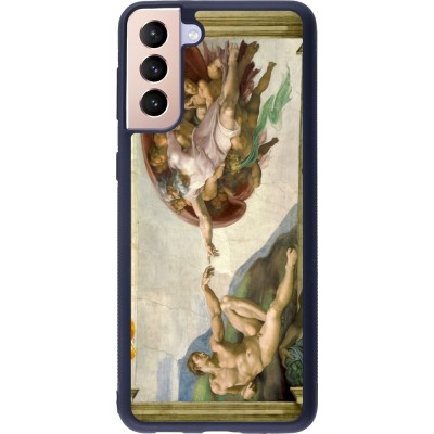 Samsung Galaxy S21+ 5G Case Hülle - Silikon schwarz Kunstbild - Die Erschaffung Adams - Michelangelo