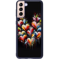 Samsung Galaxy S21+ 5G Case Hülle - Silikon schwarz Valentin 2024 Schwarzes Herz Abstrakt