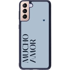 Samsung Galaxy S21+ 5G Case Hülle - Silikon schwarz Valentine 2024 mucho amor azul