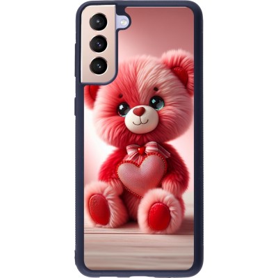Samsung Galaxy S21+ 5G Case Hülle - Silikon schwarz Valentin 2024 Rosaroter Teddybär