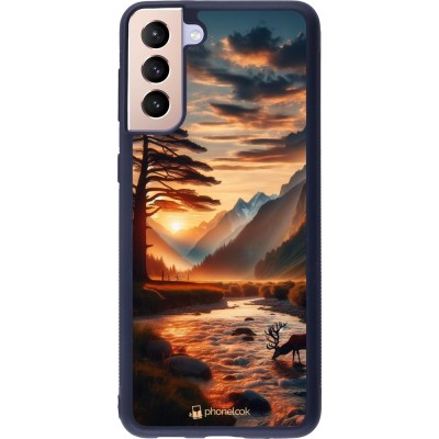 Samsung Galaxy S21+ 5G Case Hülle - Silikon schwarz Tal Sonnenuntergang Hirsch Baum