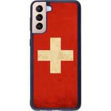 Hülle Samsung Galaxy S21+ 5G - Silikon schwarz Vintage Flag SWISS