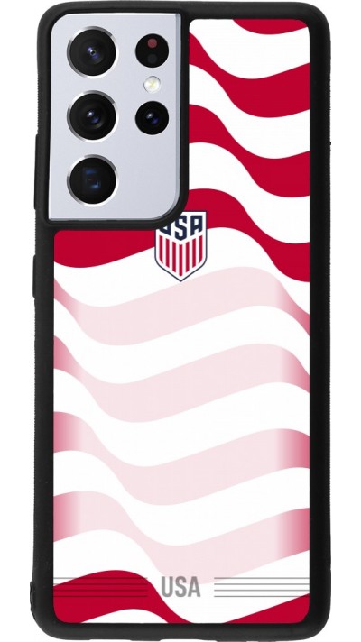 Coque Samsung Galaxy S21 Ultra 5G - Silicone rigide noir Maillot de football États-Unis 2026 personnalisable