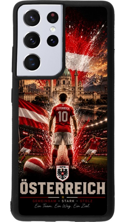 Coque Samsung Galaxy S21 Ultra 5G - Silicone rigide noir Football Autriche splash 2026