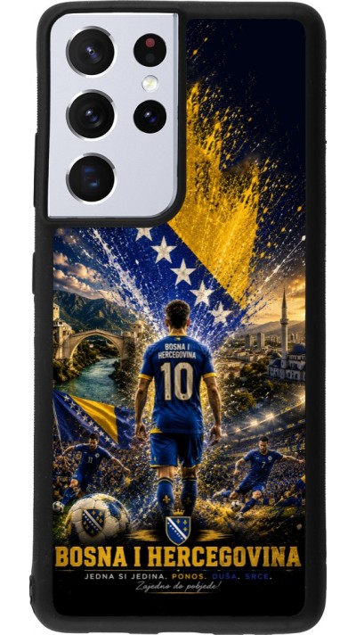 Coque Samsung Galaxy S21 Ultra 5G - Silicone rigide noir Football Bosnie-Herzégovine splash 2026