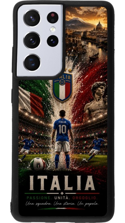 Coque Samsung Galaxy S21 Ultra 5G - Silicone rigide noir Football Italie splash 2026