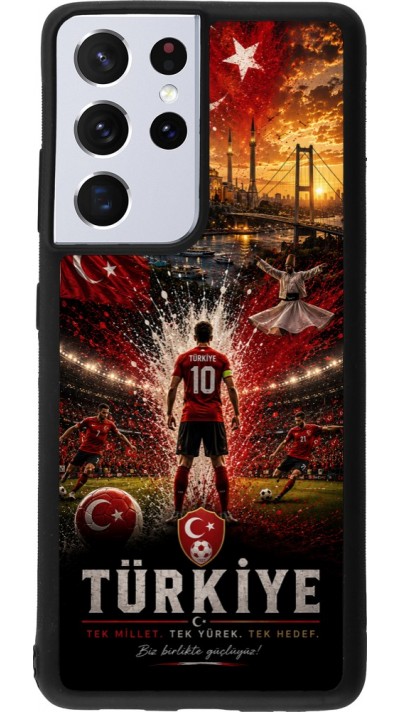 Coque Samsung Galaxy S21 Ultra 5G - Silicone rigide noir Football Turquie splash 2026