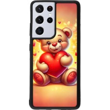 Coque Samsung Galaxy S21 Ultra 5G - Silicone rigide noir Valentine 2024 Teddy love