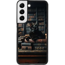 Samsung Galaxy S22 Case Hülle - Katze Bücher dunkel