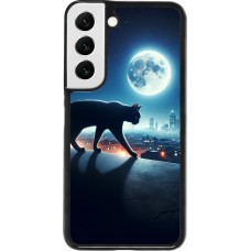 Samsung Galaxy S22 Case Hülle - Schwarze Katze unter dem Vollmond