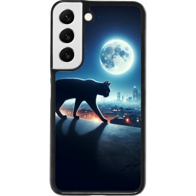 Samsung Galaxy S22 Case Hülle - Schwarze Katze unter dem Vollmond