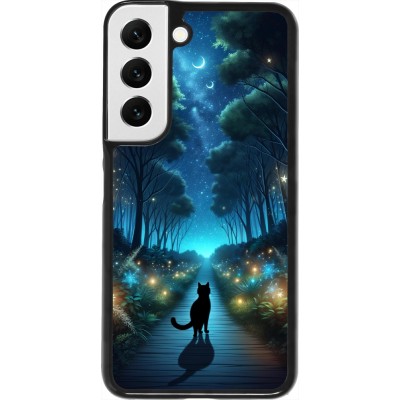 Samsung Galaxy S22 Case Hülle - Schwarze Katze Spaziergang