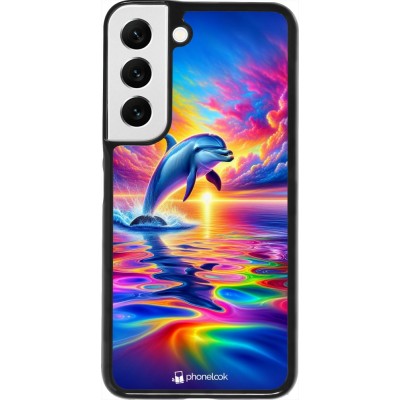 Samsung Galaxy S22 Case Hülle - Glücklicher Regenbogen-Delfin