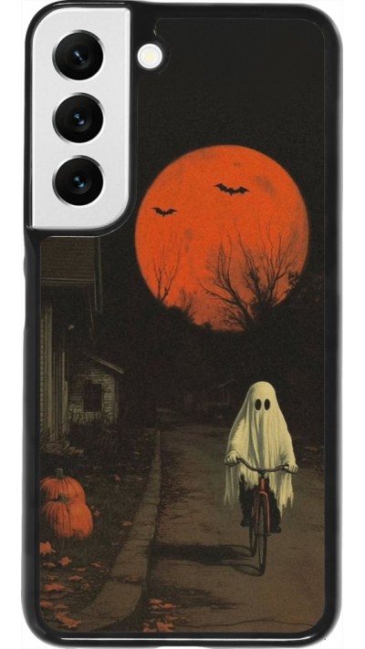 Samsung Galaxy S22 Case Hülle - Halloween 2025 Ghost on a bicycle