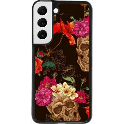 Hülle Samsung Galaxy S22 - Skulls and flowers