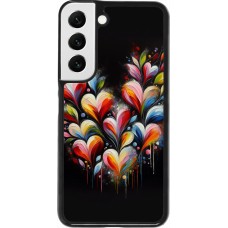 Samsung Galaxy S22 Case Hülle - Valentin 2024 Schwarzes Herz Abstrakt