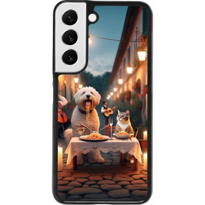 Samsung Galaxy S22 Case Hülle - Valentin 2024 Hund & Katze Kerzenlicht