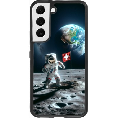 Samsung Galaxy S22 Case Hülle - Silikon schwarz Astro Schweiz auf dem Mond