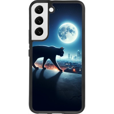 Samsung Galaxy S22 Case Hülle - Silikon schwarz Schwarze Katze unter dem Vollmond