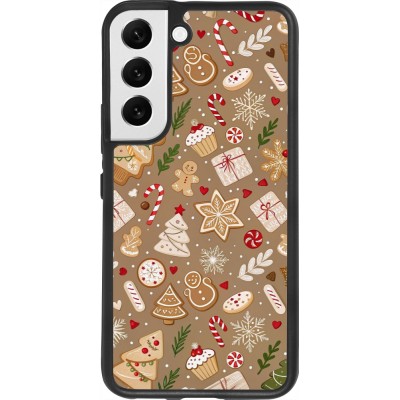 Samsung Galaxy S22 Case Hülle - Silikon schwarz Christmas 25 Pattern Ginger Cookie