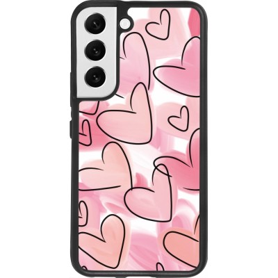 Samsung Galaxy S22 Case Hülle - Silikon schwarz Easter 2023 pink hearts