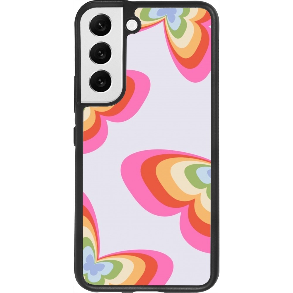 Samsung Galaxy S22 Case Hülle - Silikon schwarz Easter 2024 rainbow butterflies
