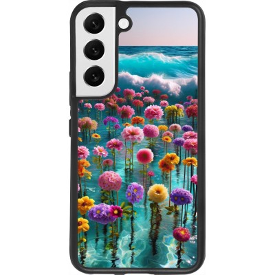 Samsung Galaxy S22 Case Hülle - Silikon schwarz Blumenmeer Wellen