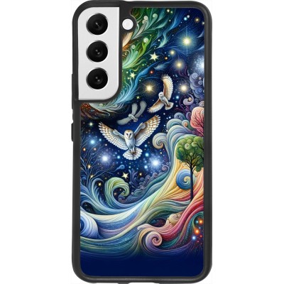 Samsung Galaxy S22 Case Hülle - Silikon schwarz Fliegender Blumen-Eule