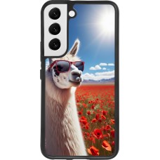 Samsung Galaxy S22 Case Hülle - Silikon schwarz Lama Chic in Mohnblume
