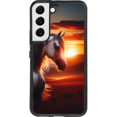 Samsung Galaxy S22 Case Hülle - Silikon schwarz Majestätischer Sonnenuntergang Pferd