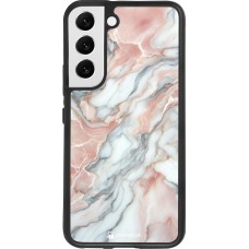 Samsung Galaxy S22 Case Hülle - Silikon schwarz Rosa Leuchtender Marmor