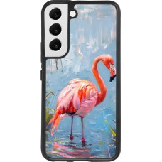 Samsung Galaxy S22 Case Hülle - Silikon schwarz Paint Flamingo