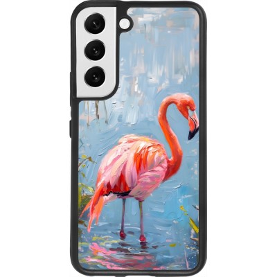 Samsung Galaxy S22 Case Hülle - Silikon schwarz Paint Flamingo