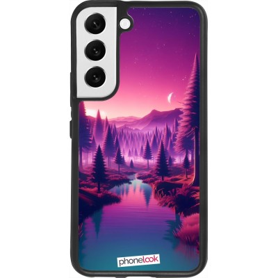 Samsung Galaxy S22 Case Hülle - Silikon schwarz Lila-rosa Landschaft