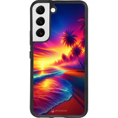 Samsung Galaxy S22 Case Hülle - Silikon schwarz Strand Sonnenuntergang auffällig