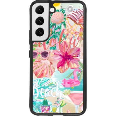 Samsung Galaxy S22 Case Hülle - Silikon schwarz Preppy Collage Aloha