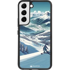 Samsung Galaxy S22 Case Hülle - Silikon schwarz Snowboarder Berg