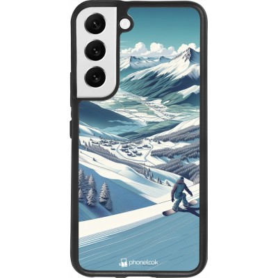 Samsung Galaxy S22 Case Hülle - Silikon schwarz Snowboarder Berg