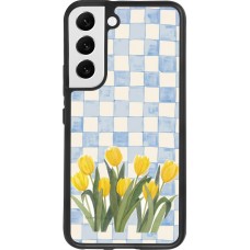 Coque Samsung Galaxy S22 - Silicone rigide noir Blue vichy tulips 2026