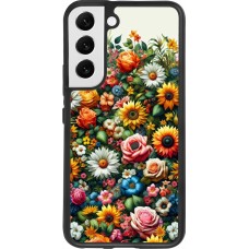 Samsung Galaxy S22 Case Hülle - Silikon schwarz Sommer Blumenmuster