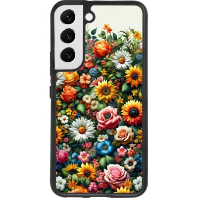 Samsung Galaxy S22 Case Hülle - Silikon schwarz Sommer Blumenmuster