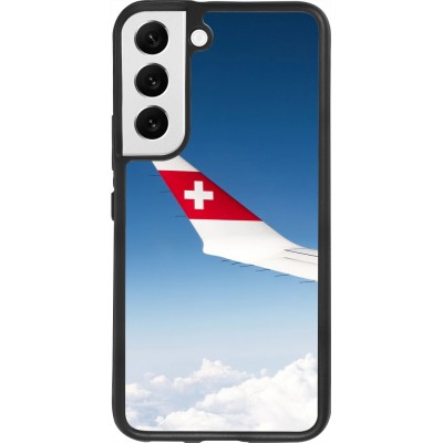 Samsung Galaxy S22 Case Hülle - Silikon schwarz  Schweizer Nationalfeiertag Sky Swiss Flag