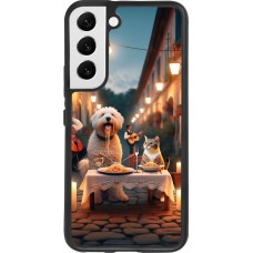Samsung Galaxy S22 Case Hülle - Silikon schwarz Valentin 2024 Hund & Katze Kerzenlicht