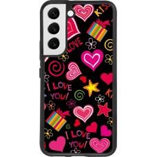 Samsung Galaxy S22 Case Hülle - Silikon schwarz Valentine 2023 love symbols