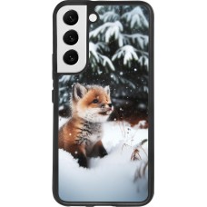 Samsung Galaxy S22 Case Hülle - Silikon schwarz Weihnachten 2023 Fuechslein Tanne