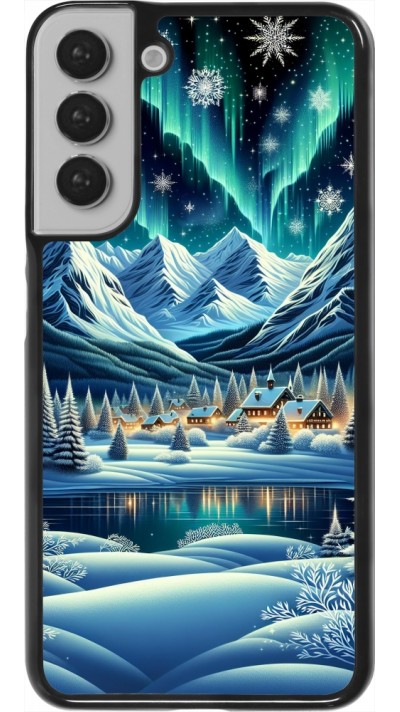 Samsung Galaxy S22+ Case Hülle - Verschneites Bergdorf am See in der Nacht