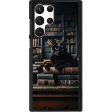 Samsung Galaxy S22 Ultra Case Hülle - Katze Bücher dunkel