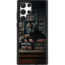 Samsung Galaxy S22 Ultra Case Hülle - Silikon schwarz Katze Bücher dunkel